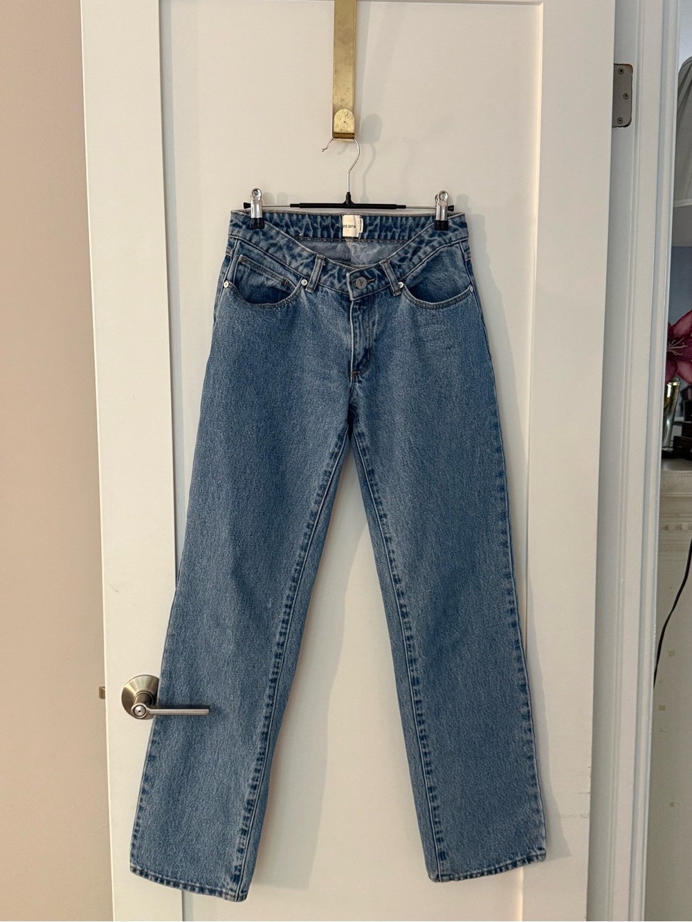 Abrand Women's Straight Leg Jeans - Medium Blue Wash